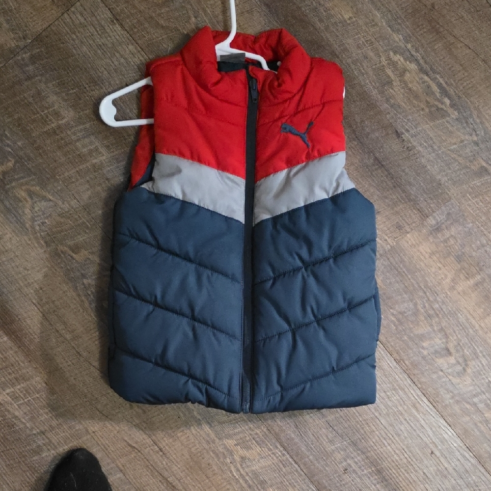Puma Red and Black Puffer Vest